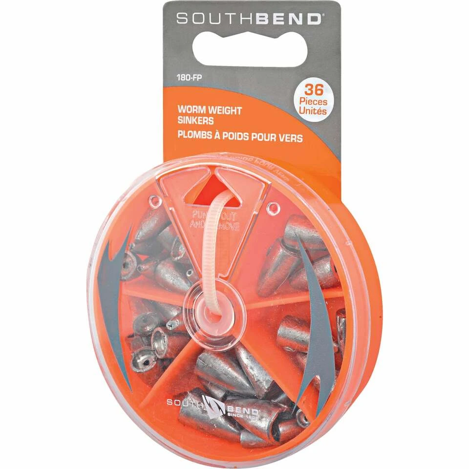 South Bend FISHING TACKLE 36 Piece Worm Weight Assortment Selector Pack 3 South Bend FISHING TACKLE 36 Piece Worm Weight Assortment Selector Pack