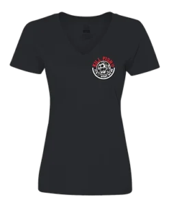 Kill Fish Co. FISHING AND OUTDOOR APPAREL KILLFISH CO. Women's "Round" Logo Black V-Neck T-Shirt