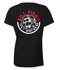 Kill Fish Co. FISHING AND OUTDOOR APPAREL KILLFISH CO. Women's "Round" Logo Black V-Neck T-Shirt