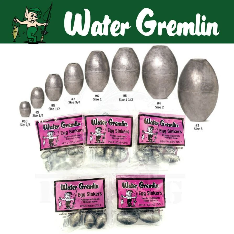 FISHING TACKLE Egg Sinker By Water Gremlin 3 FISHING TACKLE Egg Sinker By Water Gremlin